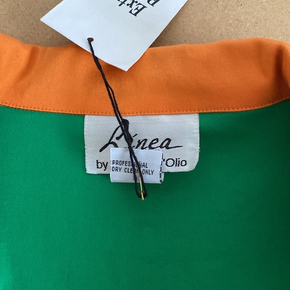 NWOT LINEA by Louis Dell’Olio Coat. Medium. Orange/Green Trim - Picture 6 of 7